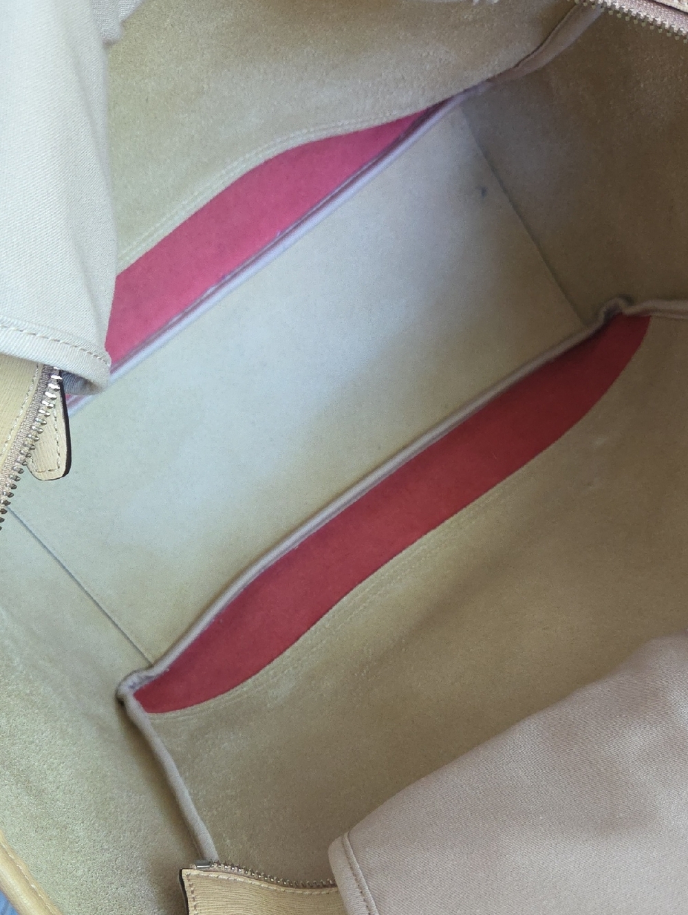 COACH Tan & Coral Pink Saffiano Leather Tote - Picture 15 of 16